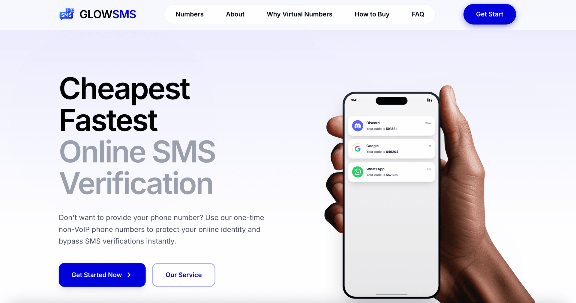 GlowSMS virtual phone numbers for secure SMS verification