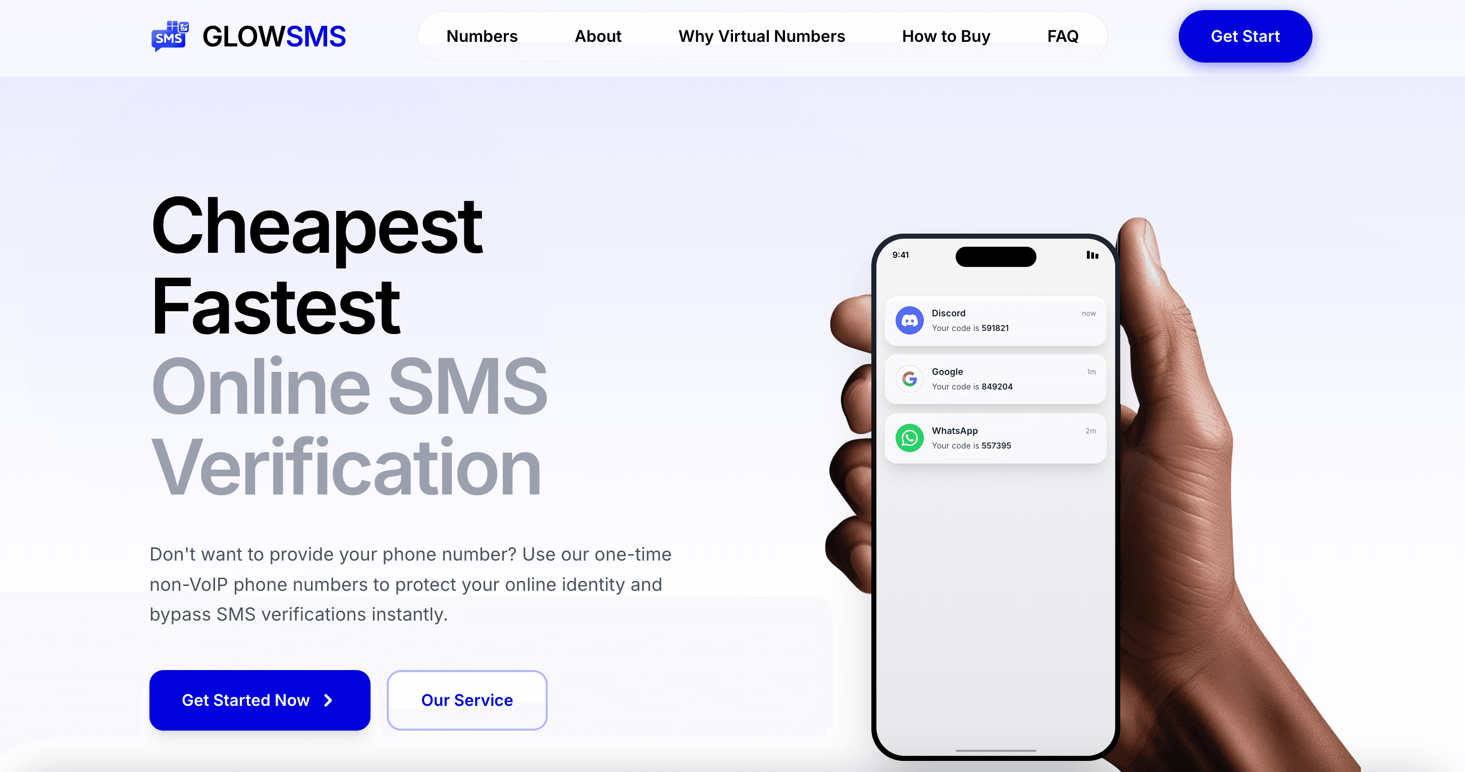 GlowSMS virtual phone numbers for secure SMS verification